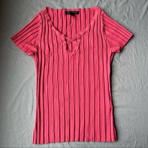 PINK FITTED KNIT BLOUSE